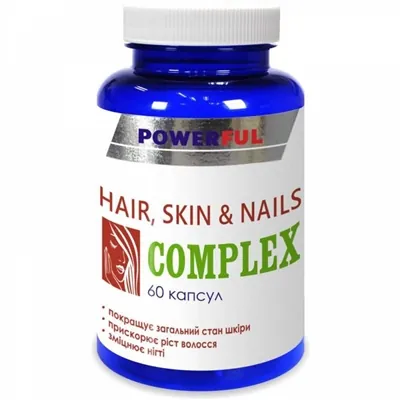 Комплекс Шкіра, волосся та нігті POWERFUL Hair, Skin & Nails Complex капсули №60