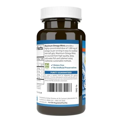 Омега Carlson Labs Maximum Omega Minis 1000 мг, 60 + 20 капсул