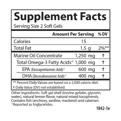 Омега Carlson Labs Maximum Omega Minis 1000 мг, 60 + 20 капсул