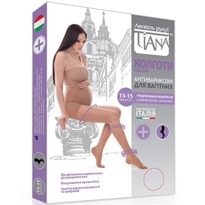 Колготки компрессионные для беременных Tiana 820 компрессия 13-15 мм рт ст, 70 den, цвет черный, размер 2