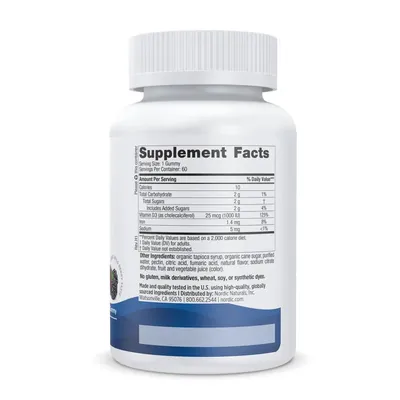Вітамін Д3 Nordic Naturals Vitamin D3 1000 МО смак лісові ягоди, 60 цукерок