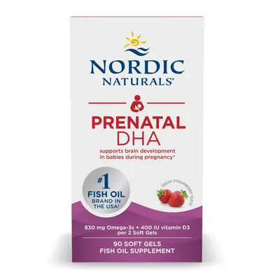 ДГК (докозагексаєнова кислота) для вагітних Nordic Naturals Prenatal DHA, полуниця, 90 капсул