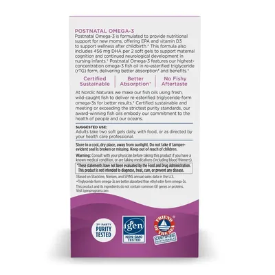 Омега для вагітних Nordic Naturals Postnatal Omega-3, 60 гелевих капсул