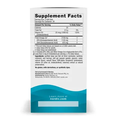 Омега та вітамін Д3 Nordic Naturals Ultimate Omega-D3 2X, 60 гелевих капсул