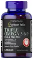 Омега 3-6-9 Puritan's Pride Triple Omega 3-6-9 риб'ячий жир та лляна олія, 120 гелевих капсул