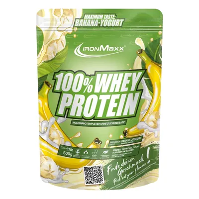 Протеїн сироватковий концентрат IronMaxx 100% Whey Protein банановий йогурт, 500 г