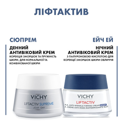 Набір для обличчя Vichy Liftactiv антивіковий (денний крем Сюпрем 50мл + нічний крем Ейч Ей 50мл), -60% на другий засіб у наборі
