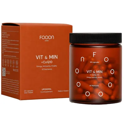 Вітаміни та мінерали з коензимом Q10 FOOON Vit & Min + CoQ-10 ліпосомальний комплекс капсули №60