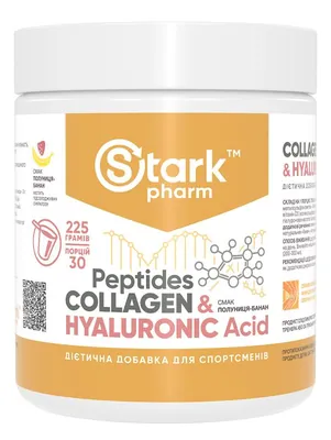 Пептиди колагену та гіалуронова кислота Stark Pharm Collagen Peptides & Hyaluronic Acid, полуниця-банан, 225 г