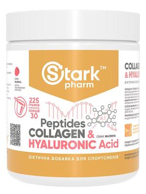 Пептиды коллагена и гиалуроновая кислота Stark Pharm Collagen Peptides & Hyaluronic Acid, малина, 225 г