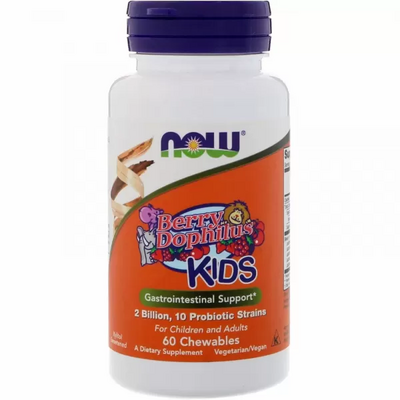 Пробіотики для дітей Now Foods Berry Dophilus 2 млрд КУО, ягідний смак, таблетки жувальні №60