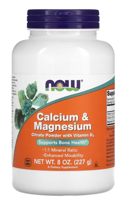 Кальций и магний NOW Calcium Magnesium порошок, 227 г
