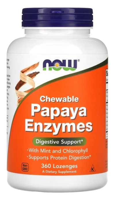 Ферменти Папаї NOW Papaya Enzymes таблетки для розсмоктування №360