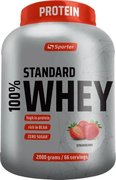 Протеїн сироватковий концентрат Sporter 100% Whey Standard полуниця, 2 кг