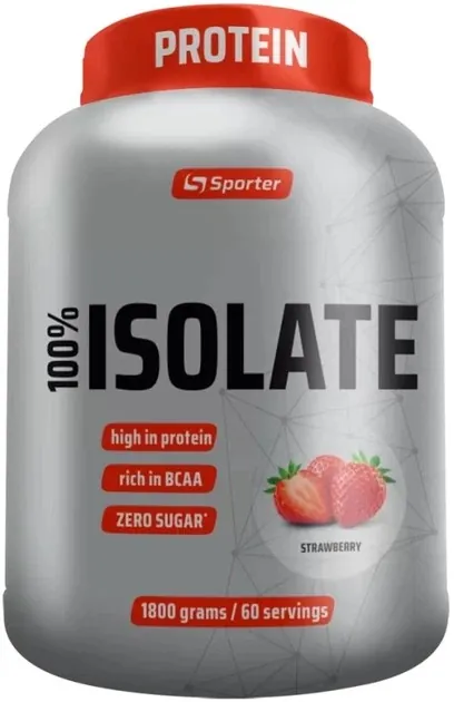 Протеїн сироватковий ізолят Sporter 100% Isolate полуниця, 1,8 кг
