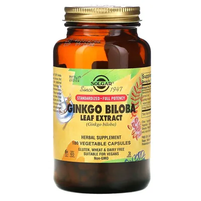 Гінкго Білоба екстракт Solgar Ginkgo Biloba Leaf Extract вег. капсули №180
