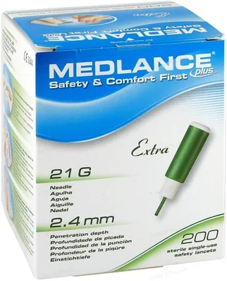 Ланцети Medlance Plus Extra медичні стерильні G21 (зелений) №200