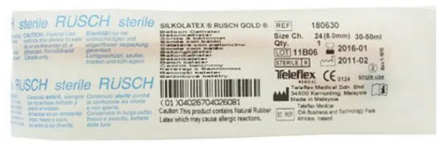 Катетер урологічний Rusch Gold REF 180630 Фолея 24 Fr, 2-ходовий, балон 30-50 мл, 1 штука
