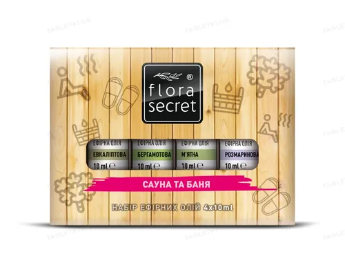 Набір ефірних олій Flora Secret Сауна і лазня, 4 флакони х 10 мл