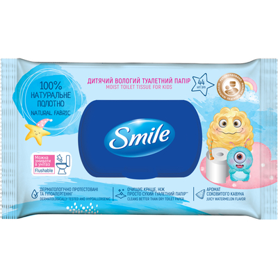 Туалетная бумага влажная Smile Детская, 44 штуки