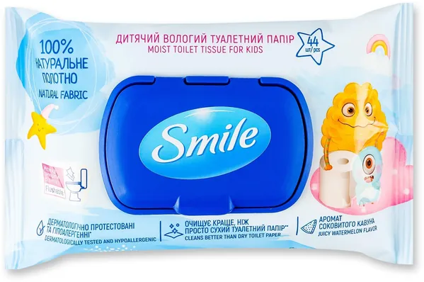 Туалетний папір вологий Smile Дитячий, 44 шт