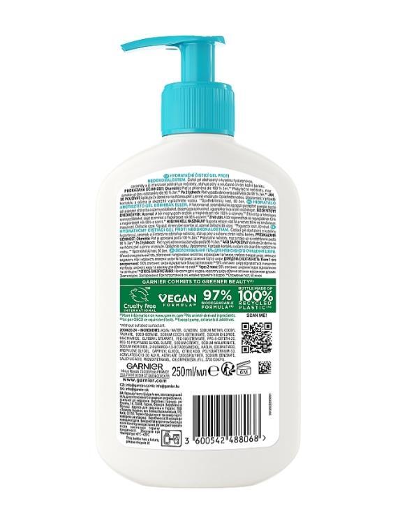 Гель для умывания Garnier Pure Active Увлажняющий для интенсивной очистки кожи лица, склонной к недостаткам, 250 мл