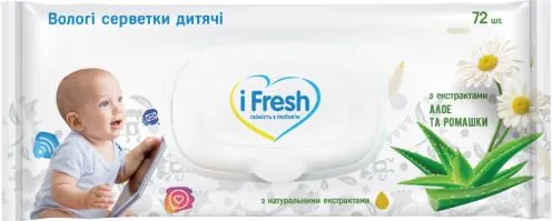 Серветки вологі iFresh дитячі з натуральними екстрактами алое та ромашки, 72 шт