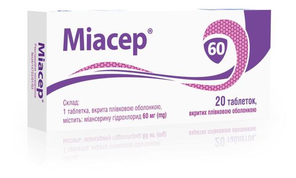 Миасер таблетки, п/плен. обол. по 60 мг №20 (10х2)