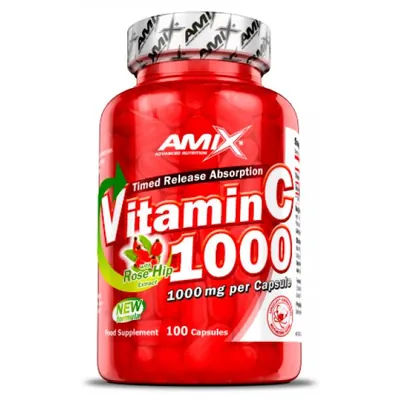 Вітамін С-1000 з шипшиною Amix Nutrition Vitamin C-1000 with Rose Hips капсули №100