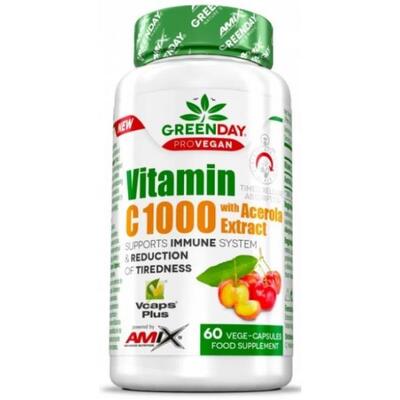 Витамин С 1000 с экстрактом ацеролы Amix Nutrition GreenDay ProVegan Vitamin C 1000 with Acerola Extract веганские капсулы №60