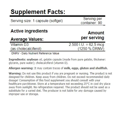 Вітамін Д 25000 МО Amix Nutrition GreenDay Vitamin D 2500 I.U., 90 м'яких капсул