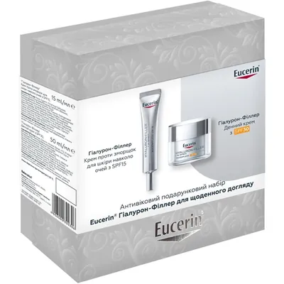 Набір для обличчя Eucerin Hyaluron-Filler (Крем денний SPF30 50мл + Крем для шкіри навколо очей SPF15 15мл) 95680-557892-00