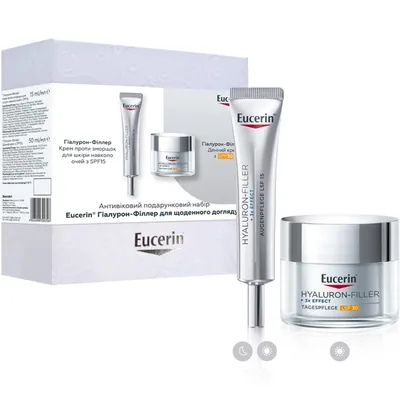 Набір для обличчя Eucerin Hyaluron-Filler (Крем денний SPF30 50мл + Крем для шкіри навколо очей SPF15 15мл) 95680-557892-00