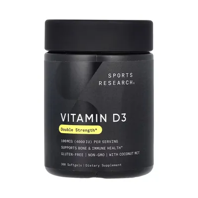 Вітамін Д3 Sports Research Vitamin D3 4000 МО, 360 мяких капсул