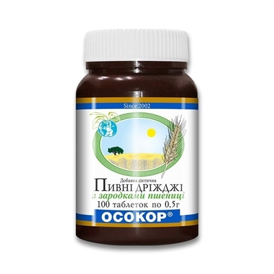 Дріжджі пивні Осокор з зародками пшениці таблетки по 0,5 г №100