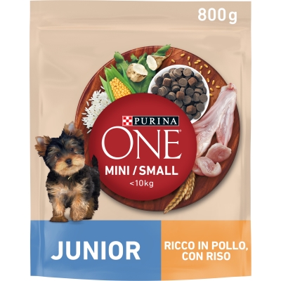 Корм сухой для щенков малых пород Purina One Mini Junior c курицей и рисом, 800 г