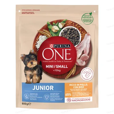 Корм сухий для цуценят малих порід Purina One Mini Junior c куркою та рисом, 800 г