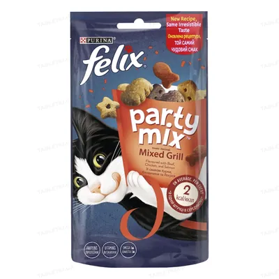 Ласощі для дорослих кішок Purina Felix Party Mix Гриль Мікс зі смаком курки, яловичини і лосося, 60 г