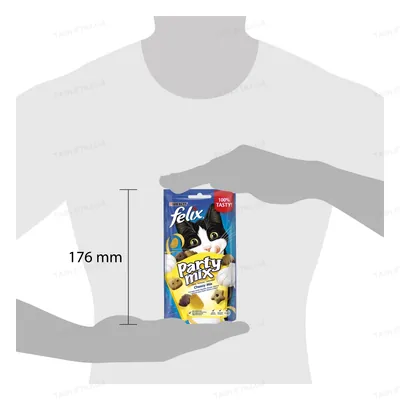 Ласощі для дорослих кішок Purina Felix Party Mix Сирний Мікс зі смаком чедера, гауда і едамеру, 60 г