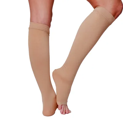 Гольфи компресійні Venotonia Cotton AD клас компресії 2, відкритий носок, короткі, колір бежевий, розмір VІІ+