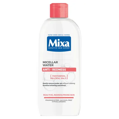 Міцелярна вода Mixa Anti-Redness проти подразнень для чутливої шкіри обличчя, схильної до почервонінь, 400 мл