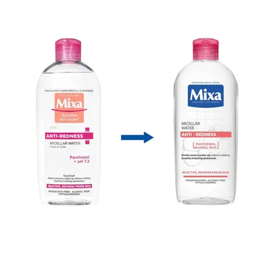 Міцелярна вода Mixa Anti-Redness проти подразнень для чутливої шкіри обличчя, схильної до почервонінь, 400 мл