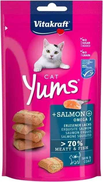 Ласощі для кішок Vitakraft Yums з лососем та Омега-3, 40 г