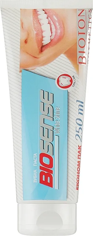 Зубна паста Bioton Cosmetics Biosense White Shine, економ пак, 250 мл