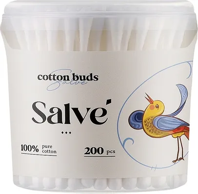 Ватні палички Salve у круглій коробці, 200 штук