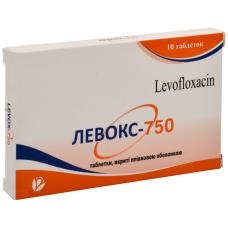 Левокс-750 таблетки, в/плів. обол. по 750 мг №10