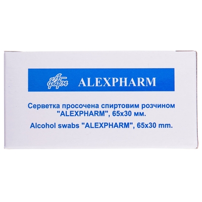 Салфетки спиртовые Alexpharm медицинские 30 мм х 65 мм, 100 штук