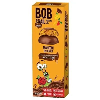 Цукерки Bob Snail Choco Манго в бельгійському молочному шоколаді, 30 г