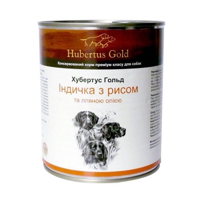 Консерва для собак Hubertus Gold Индейка с рисом и льняным маслом, 800 г