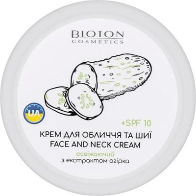 Крем для обличчя та шиї Bioton Cosmetics освіжаючий з екстрактом огірка + SPF 10, 100 мл